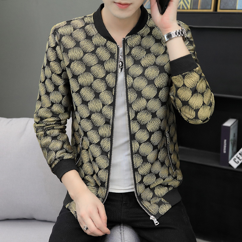 2023 Spring and Autumn New Youth Men's Embroidered Jacket Plus Large Size Slim-fit Jacquard Jacket Trendy 2023 Spring and Autumn New Youth Men's Embroidered Jacket Plus Large Size Slim-fit Jacquard Jacket Trendy
