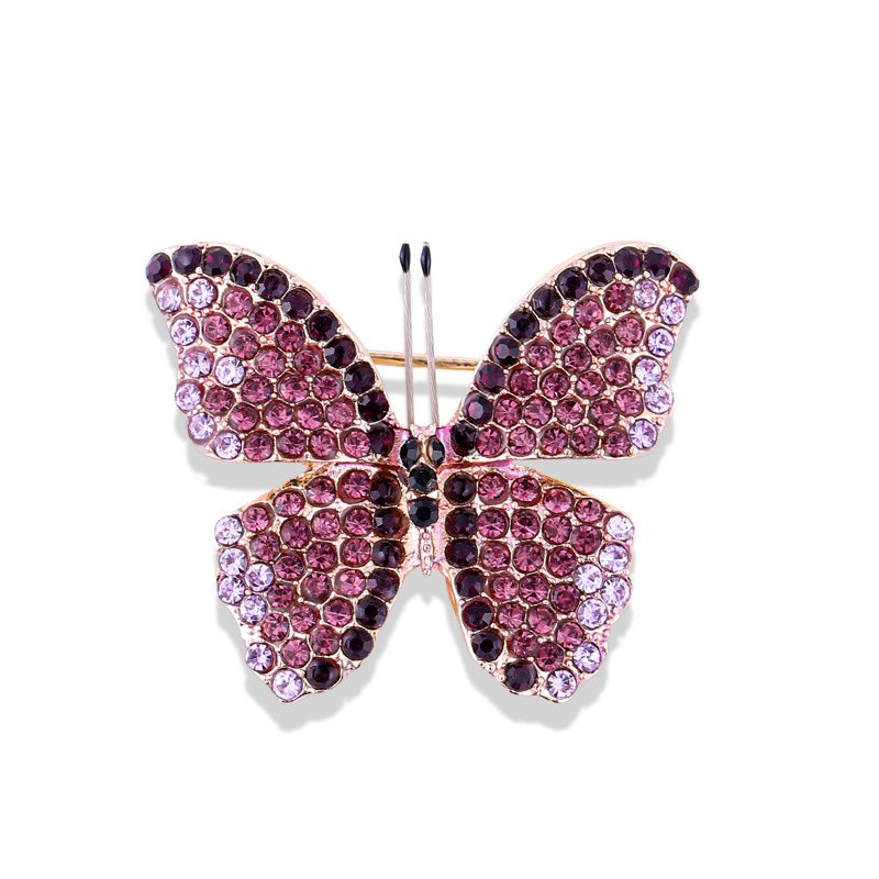 Women's Gender Inlay Design Retro Style Retro Pin Butterfly Alloy Inlay Zircon Women's Brooches