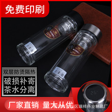 定制logo显温杯透明高硼硅双层玻璃杯引流礼品开业促销广告杯茶杯