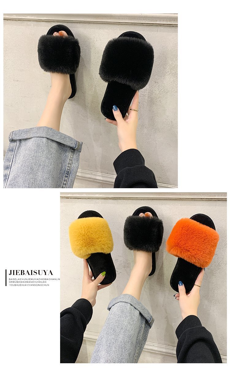 fashion all-match flat-bottom non-slip wool slippers  NSPE35036