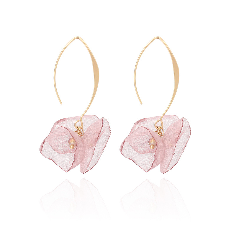 4g Weight Earrings Classification Housewarming, Anniversary, Business, Wedding, Travel, Birthday, Festival Occasion Alloy Material Flower Pattern Women'S Gender Sweet Style Rose Red, White, Beige, Pink, Red, Green, Blue, Yellow, Black Color Korean Summer New Lace Mesh Flower Earrings Color Petal Earrings Wholesale Nihaojewelry 32