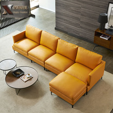 轻奢真皮沙发现代简约客厅大小户型四人位直排意式真皮沙发