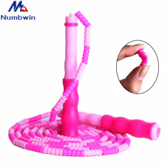 Colored Bamboo Section Jump Rope for Adults and Children, Adjustable Rope, Patterned Soft Beads, Bamboo Section, Anti-Tangle, Fat Burning, No Knots