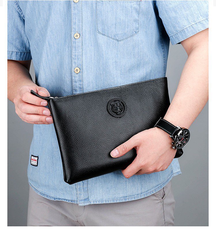 信封包男士牛皮商務手抓包手拿包大容量男包潮真皮手包