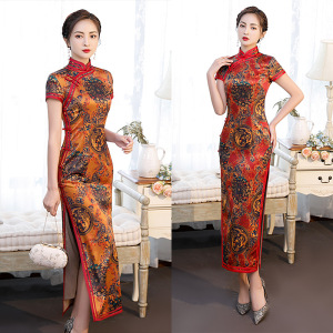 Chinese Dress cheongsam for womenDouble long cheongsam