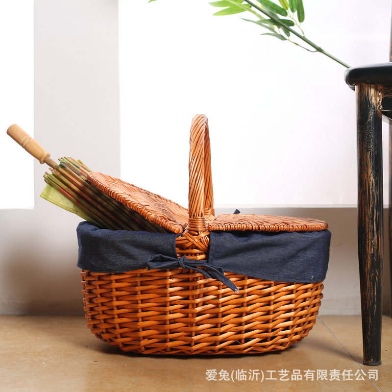 Venta al por mayor cesta de picnic sauce tejido pastoral ins boutique todo sauce compras cesta de regalo cesta de verduras cesta portátil