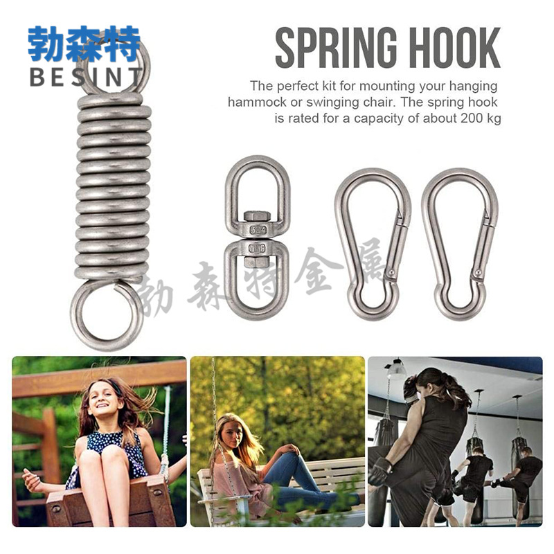 304 telescópica primavera gancho traje hamaca silla colgante suspensión buffer dispositivo giratorio al aire libre silla colgante columpio Accesorios
