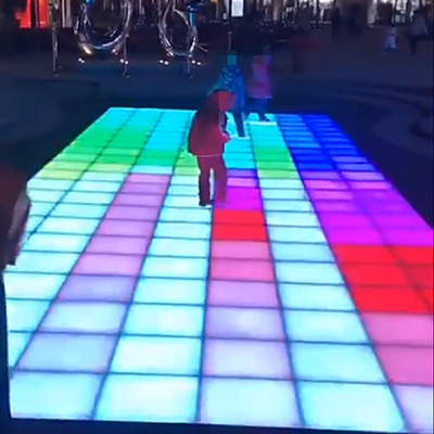 Cool engine customized LED music colour floor tile Jumping Gravity Induction circular square Brick Light