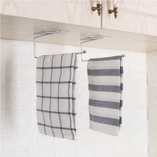 Kitchen punch-free paper towel rack stainless steel seamless rag rack toilet storage iron lazy towel rack