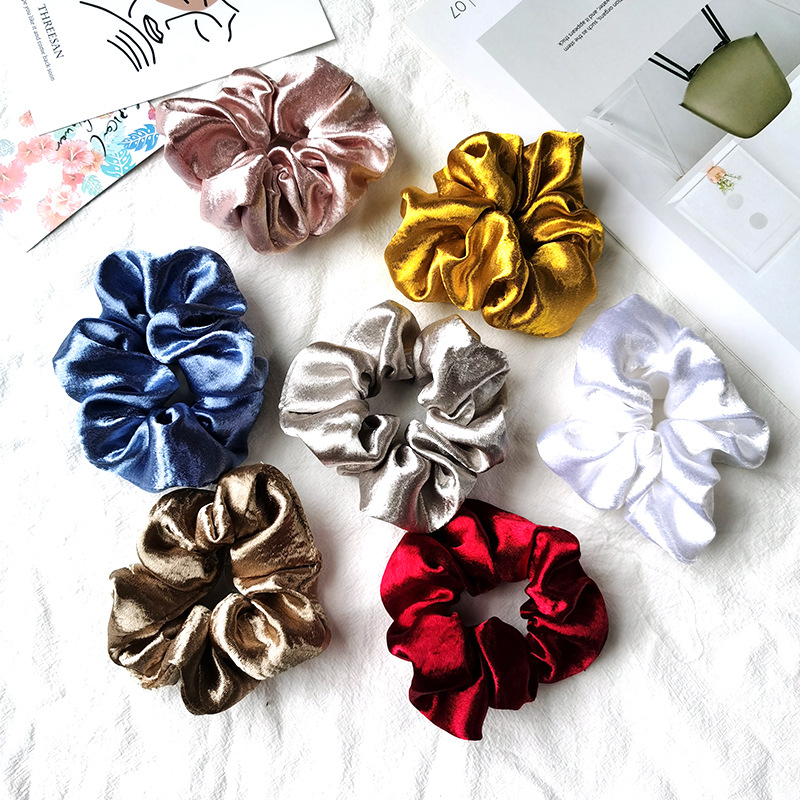 New Fashion Satin Retro Solid Color Cheap Scrunchies Wholesale display picture 1