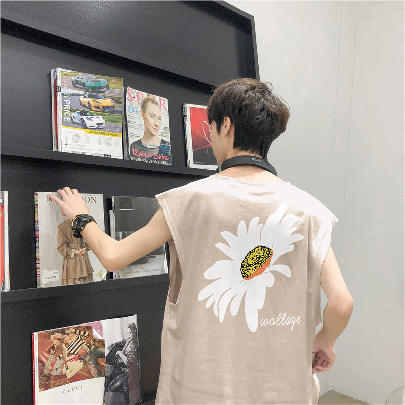 Sleeveless Vest Men's Summer ins Trendy Brand Basketball Outer Wear Loose Chop Sleeve Trendy Hip-Hop Shoulder T-Shirt for Men