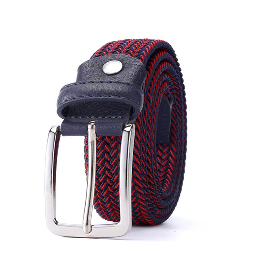 Fashion Men's Belt Woven Elastic Band No Hole Belt Men's and Women's Pin Buckle Elastic Belt Wholesale Factory