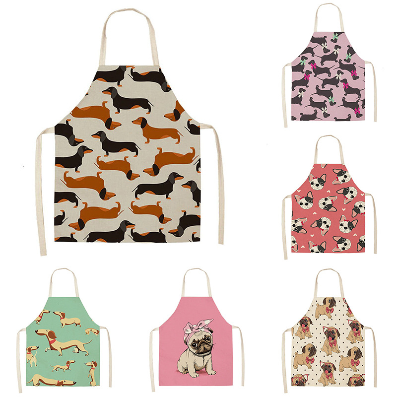 국경 간 뜨거운 판매 성인 어린이 면 및 린넨 앞치마 동물 시리즈 인쇄 앞치마 가정 청소 작업 바지 광고 앞치마