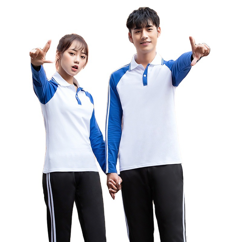 2020 여름 고등학생 유니폼 세트 유니폼 긴 소매 바지 운동복 2 조각 중학교 학생 수업 유니폼