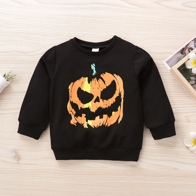 children Sweater Europe and America Western style Halloween black Pumpkin printing jacket Children fashion T-shirts