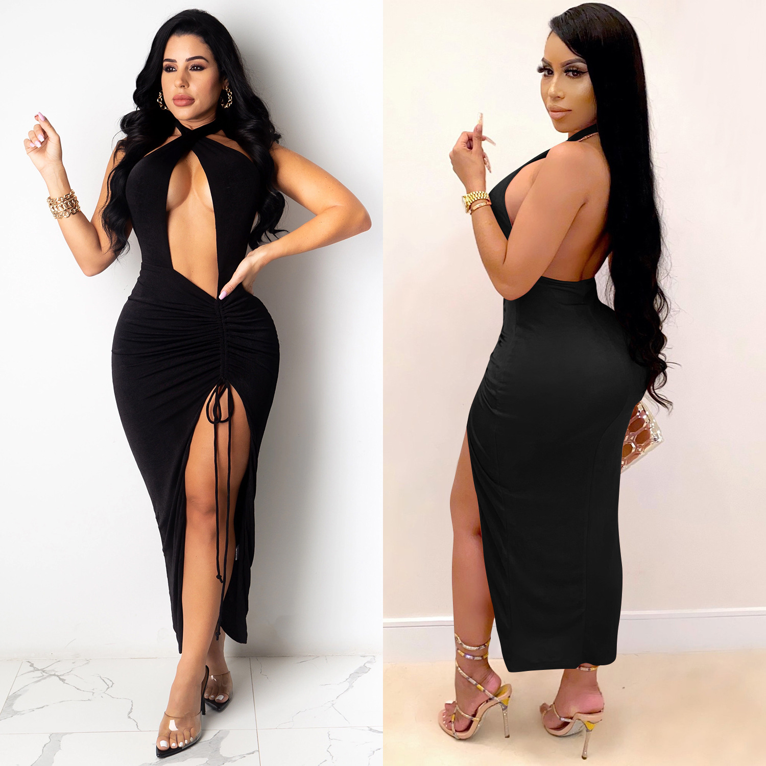 Sexy Hollow Halter Dress NSXYZ68566