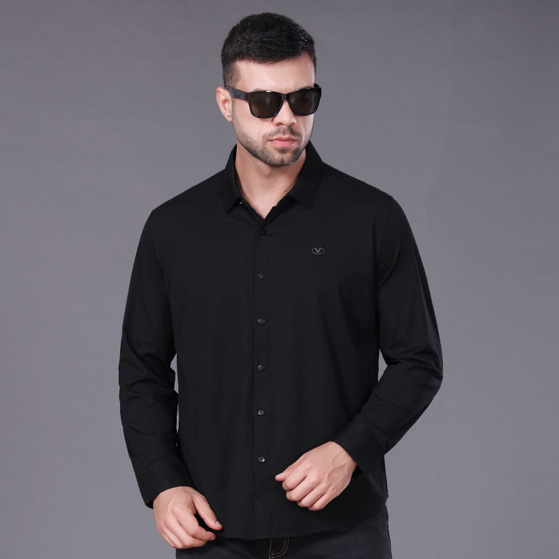Spring and Autumn Men's Stretch Long Sleeve Shirt Extra Large Size Business Men's Base Shirt Fatty Men's Top