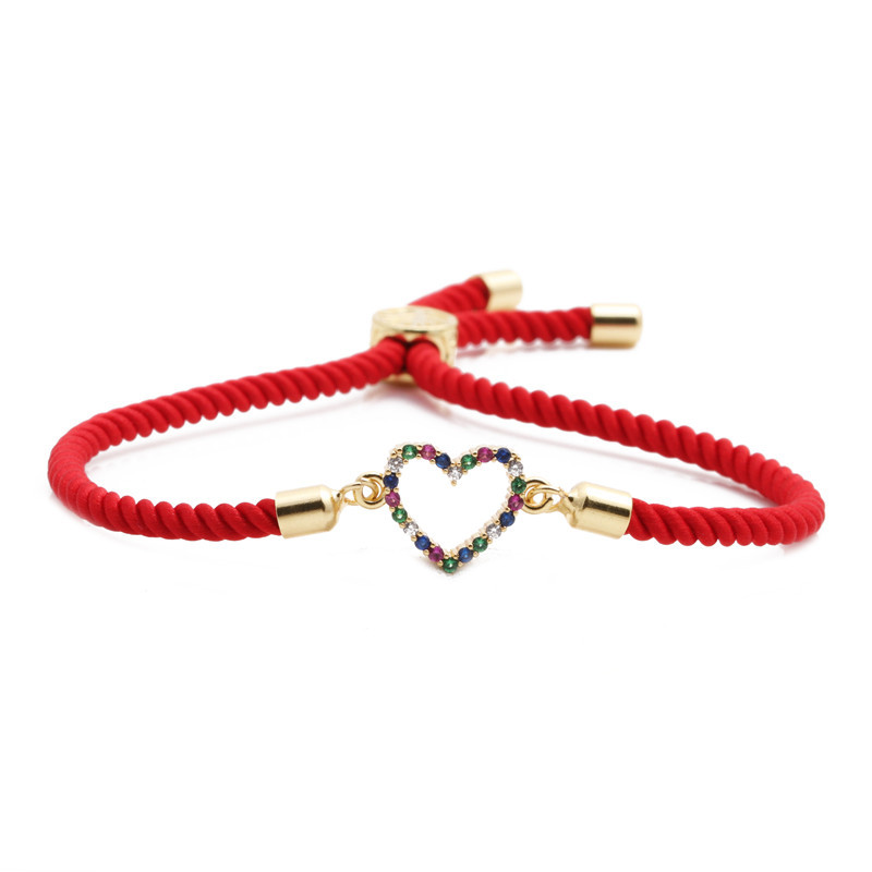 copper micro-inlaid color zircon love bracelet