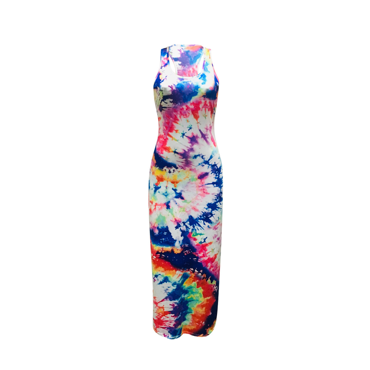 fashion tie-dye printing sleeveless dress NSNK64941