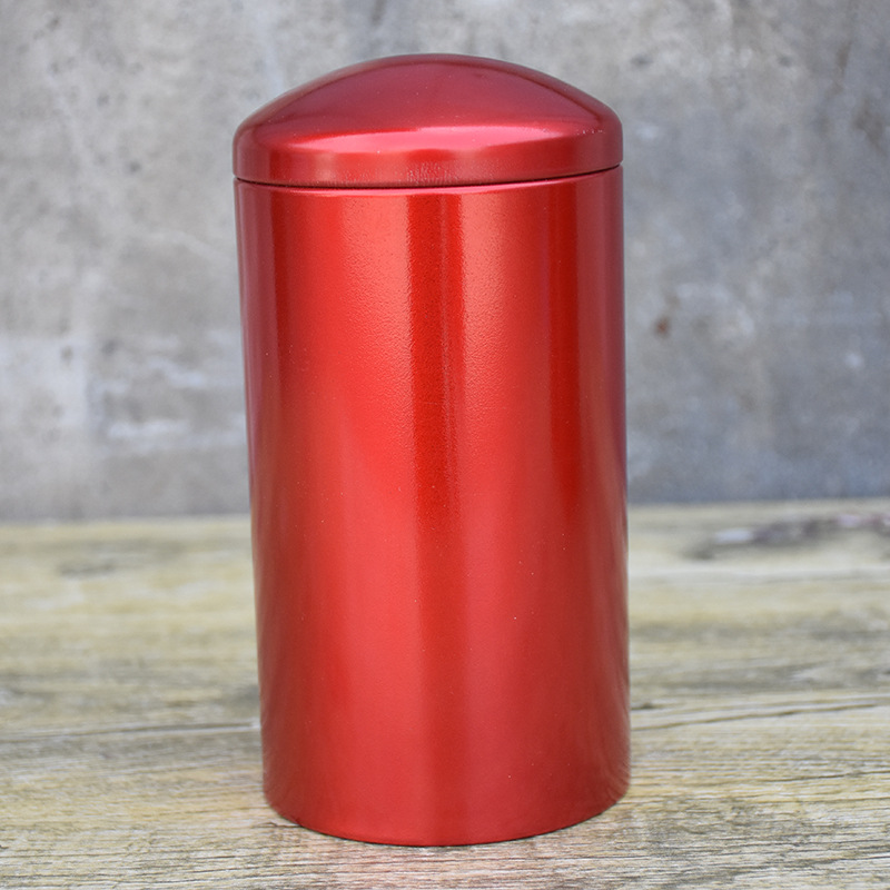 马口铁盒圆形茶叶盒花茶盒铁盒磨砂铁圆形茶罐8.5*8.5*16.5CM