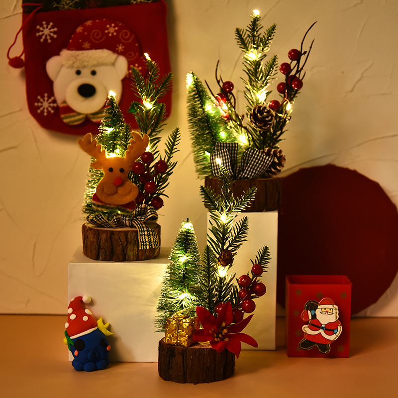 Mini Christmas tree with lights and lumi...