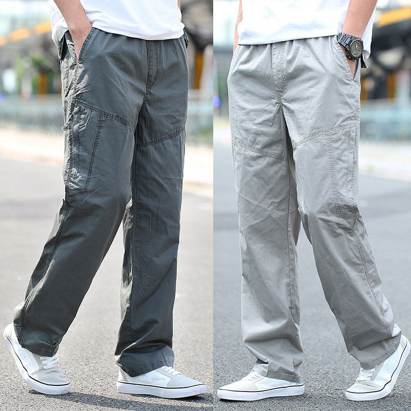 Large Size Overalls Men's Straight Loose Fat Casual Long Pants Men's Extra Large Size Men's Pants Thin Fat Pants