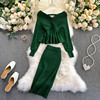 Top knitted skirt two piece suit