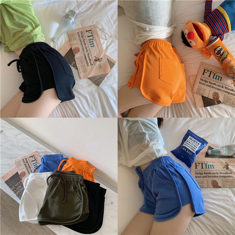 2023 Spring and Summer New Korean Style High Waist Slimming Sports Hot Pants Solid Color Student All-match Casual Shorts Women's Trendy
