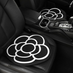 Camellia car seat cushion, winter plush printed three-piece car seat cushion set, car four-season universal seat cushion for women