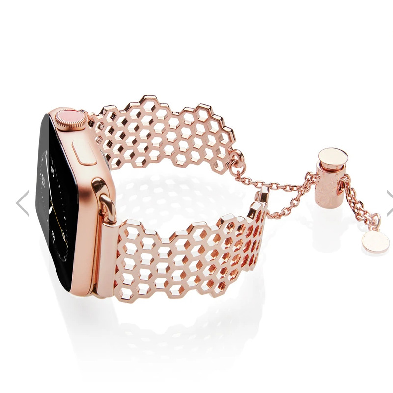 适用apple watch表带苹果123456代新款流苏钢带运动腕带厂家现货