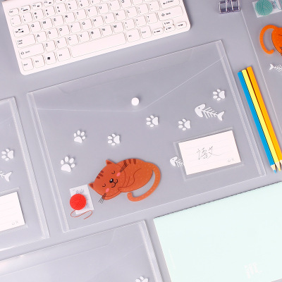 定制批發A4卡通文件袋透明塑料按扣分類學生可愛文具用品防水加厚