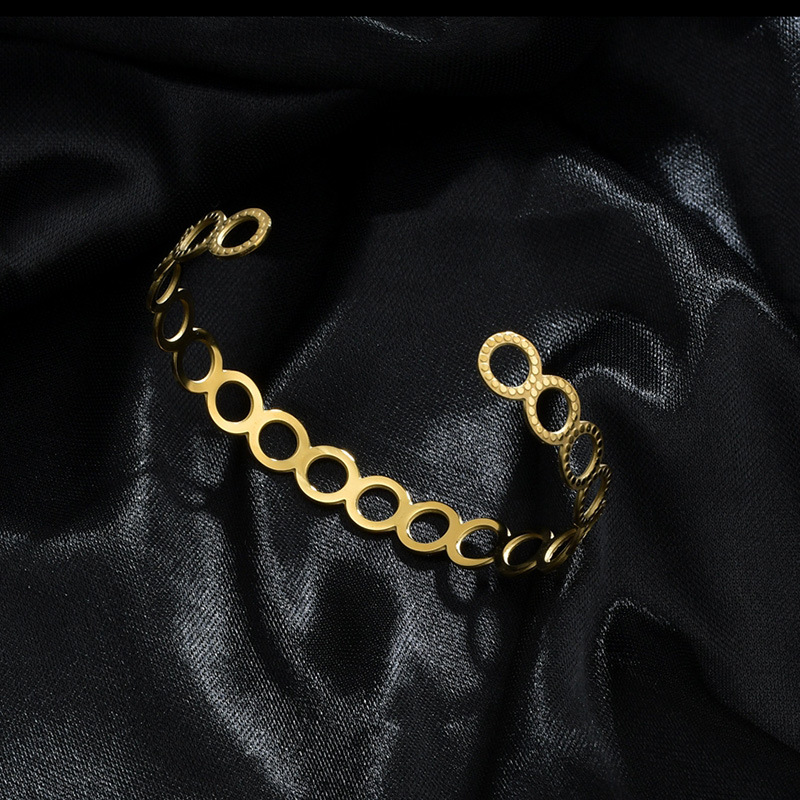 Fashion Stainless Steel Open  Gold Hollow Ring Bracelet display picture 4