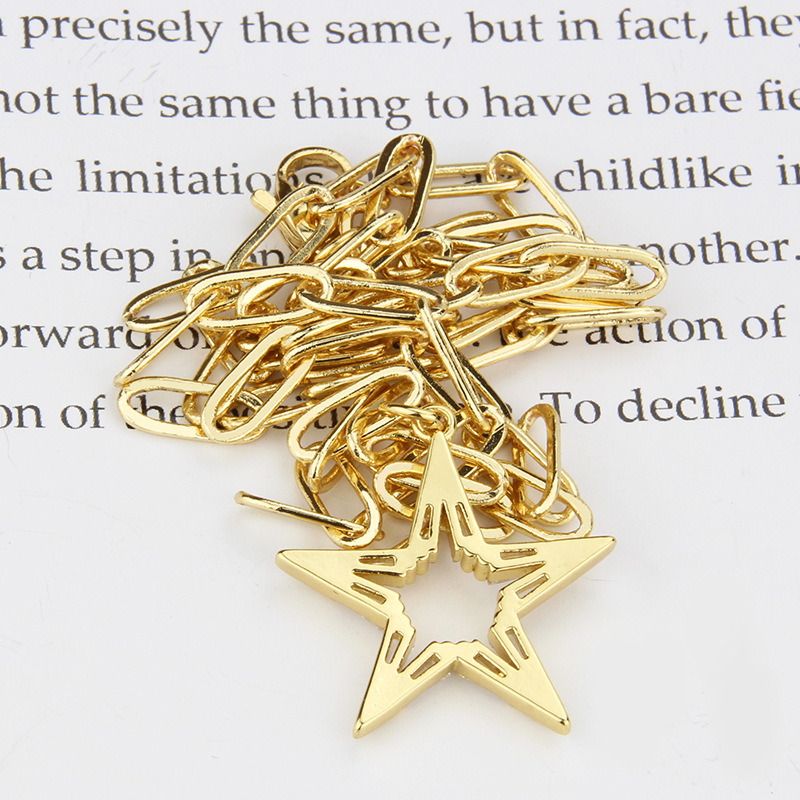 New Diamond-studded Star And Moon Tag Simple Gold Fashion Copper Pendant display picture 7