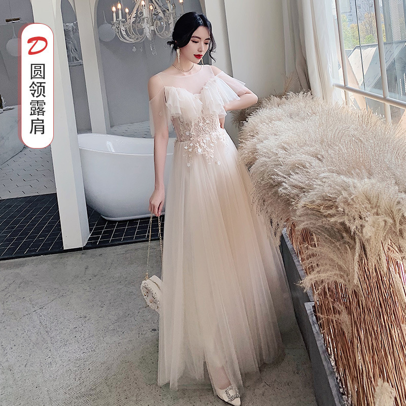 Evening dresses prom dress Robes de soirée evening gowns Champagne  Bridesmaid Dress best friend Bridesmaid Dress