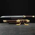 龙泉市刀剑花纹钢手工锻打康熙战刀中式传统宝剑一体长剑未开刃
