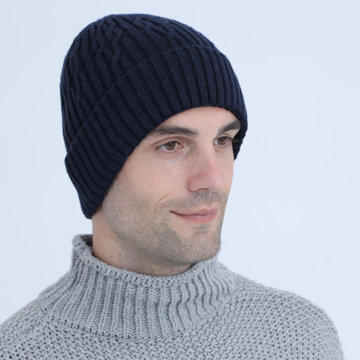 Knitted Beanie Hat For Men Warm Winter Wool Cycling Ear Cap_voghion.com