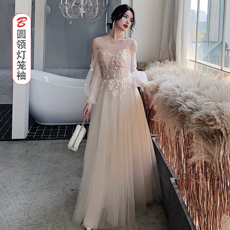 formal dresses champagne color Two Piece Bridesmaid Dress With Slit ARD2352 Champagne Maxi Dress Special occasion coming up Champagne Formal Dresses - Bloomingdale's