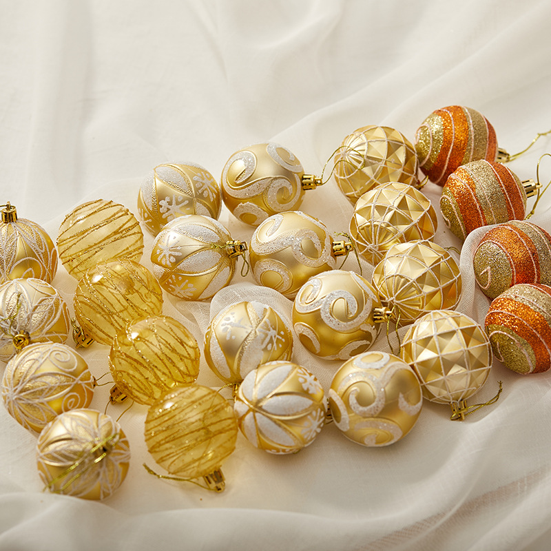 Bola pintada de Navidad blanca de 6cm bola pintada a mano adorno de Navidad colgante colgante colgante colgante de techo decoración de árbol de Navidad