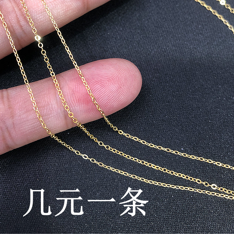 Sterling Silver s925 Necklace chain 14k Gold-plated Simplicity clavicle Chain network Explosive money Pendant Wild section