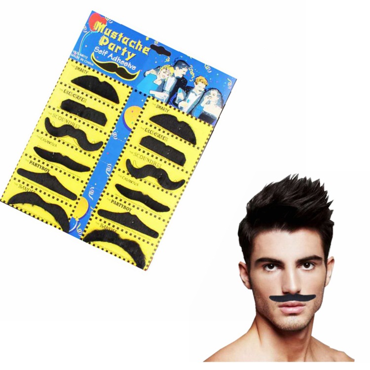 Commerce electrónico transfronterizo Pascua fiesta de barba falsa negra carnaval 12ps tarjetas de huerto barba falsa Halloween barba falsa