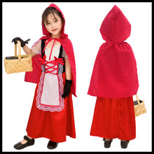 新款儿童小红帽红服装 万圣节外贸小红帽角色扮演舞台表演服批发