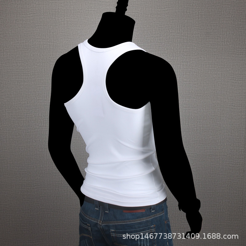 工字背心男士跨欄運動健身彈力緊身社會小夥棉窄背潮男青年顯瘦