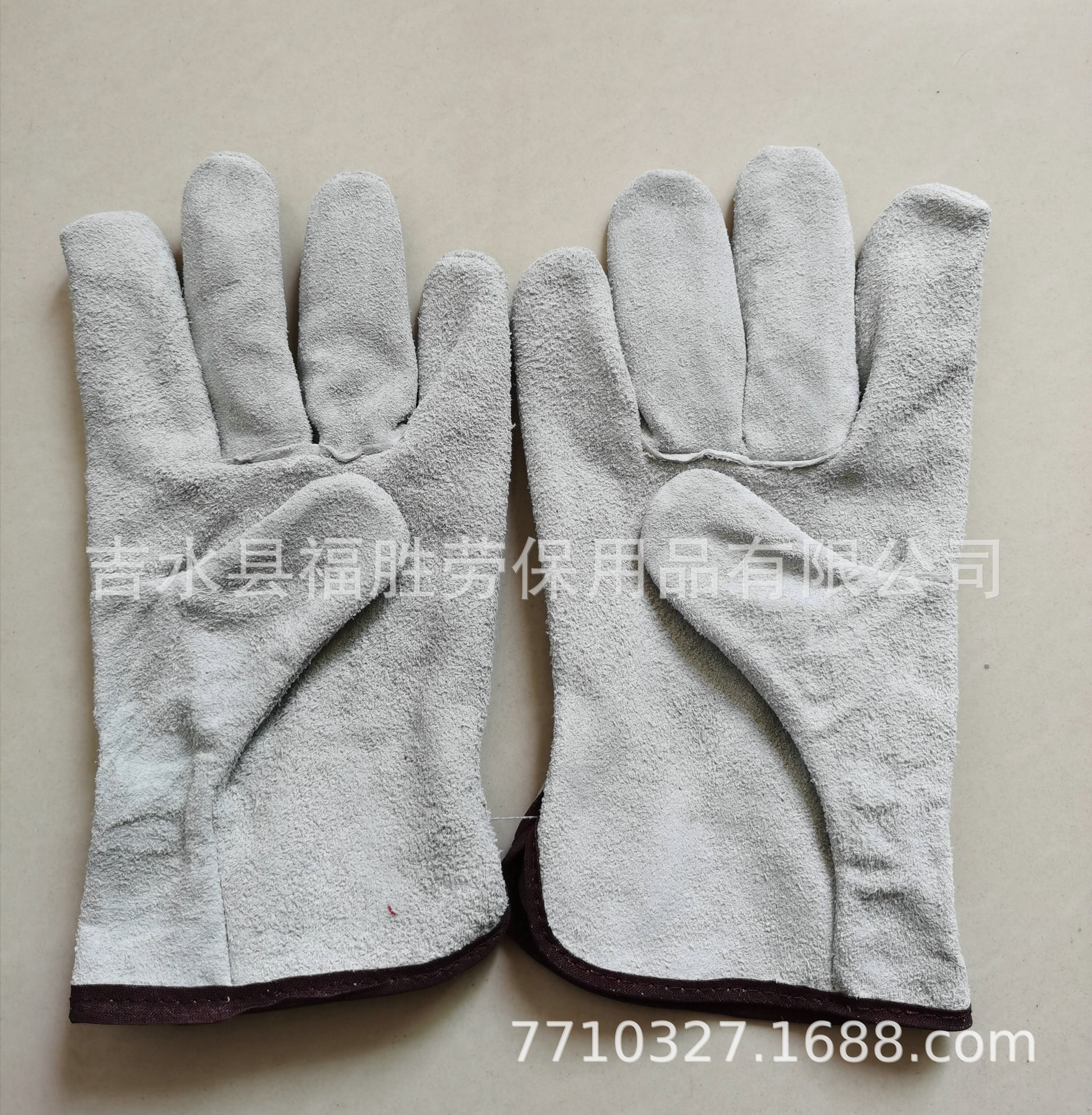 厂家直销供应订做10英寸横指无衬里灰色二层牛皮司机手套|ru
