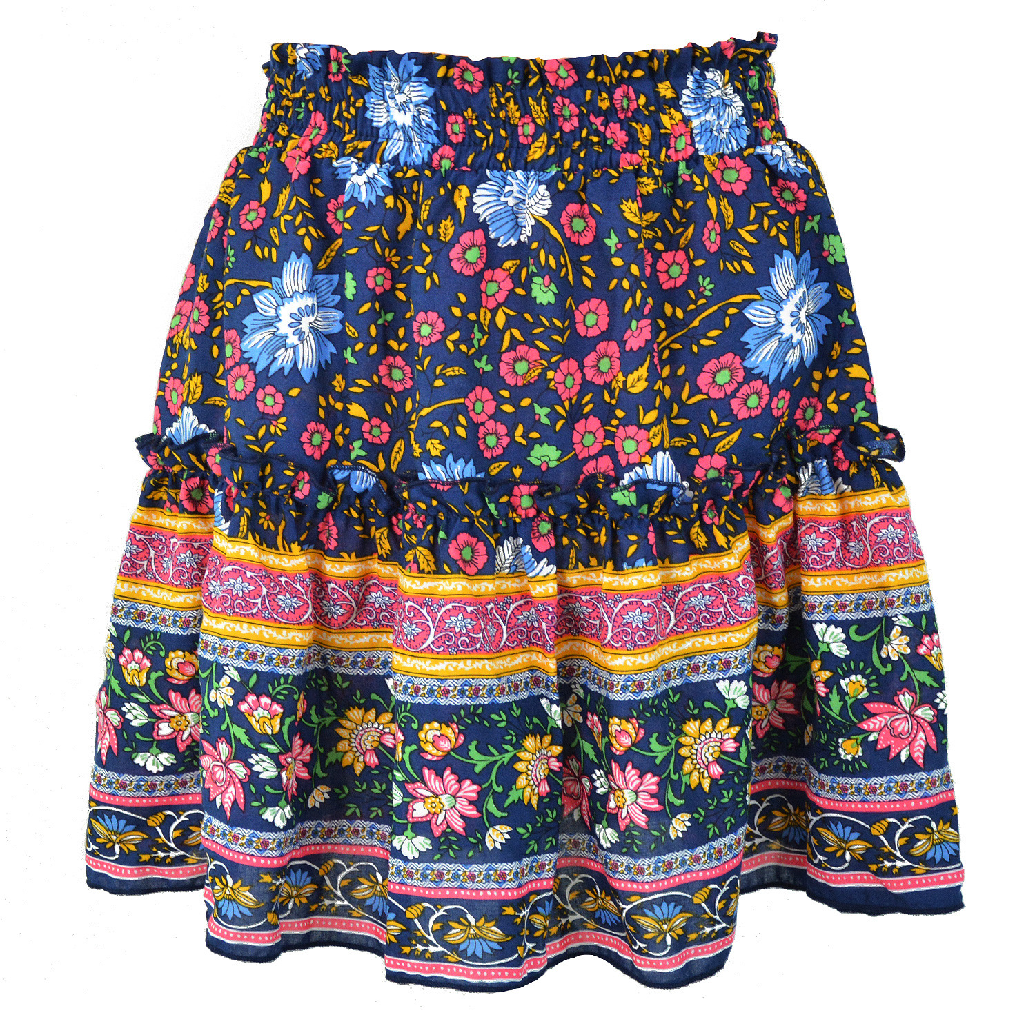 hot style print short Bohemian ethnic style ruffled skirt NSLDY60017