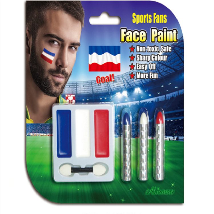 工厂批发 三色蜡笔颜料面彩 体育运动足球迷脸彩人体彩绘贴牌加工|ru