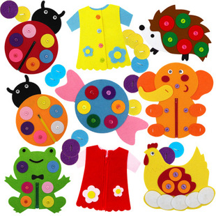 Kindergarten class homemade material non-woven educational toys diy handmade zipper buttons play teaching aids