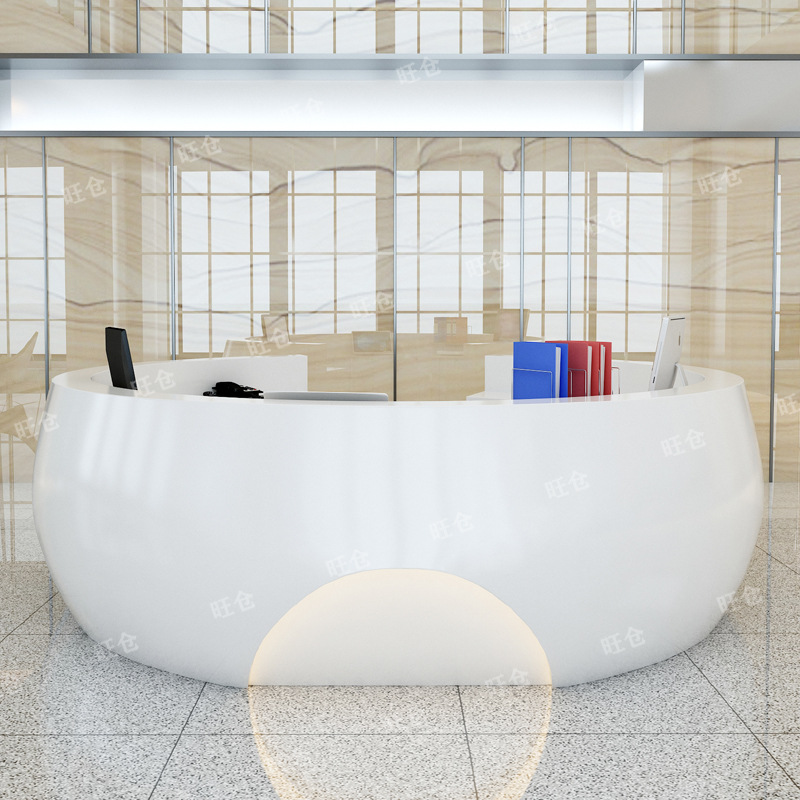 圓形烤漆吧台半圓烤漆接待台導醫台商場前台咨詢台異形弧形收銀台