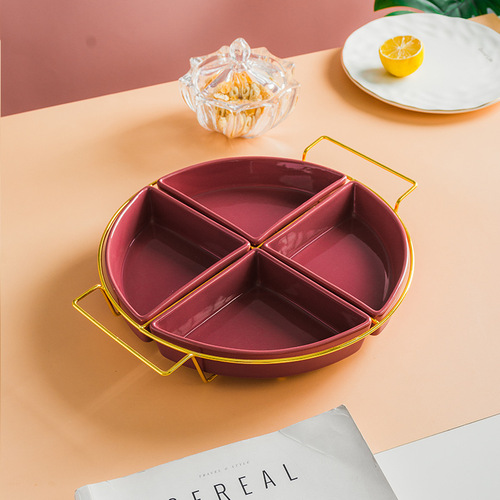 Creative Nordic ceramic divided fruit plate, dried fruit box, fruit plate, afternoon tea, nut snack plate, tableware ornaments