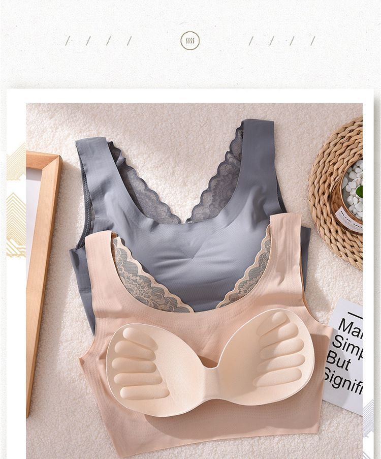 Japanese-style reassuring and beautiful back lingerie for women, ice silk, seamless and frameless, beautiful back, sleep without feeling, ice silk lingerie for women detail image 4