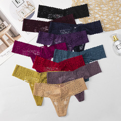 新款蕾絲女士內褲 大碼性感女丁字褲T褲 透明蕾絲性感內褲女棉檔